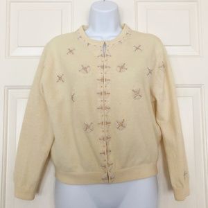 VTG Fab LU Angora/Lambswool Beaded Cardigan